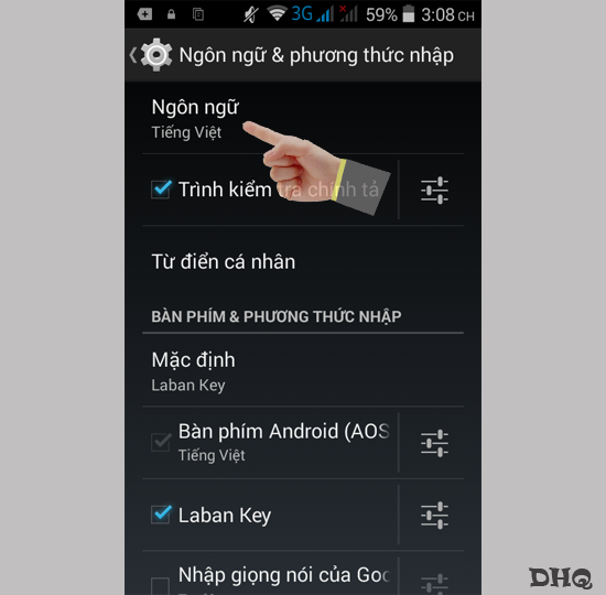 Chọn ngôn ngữ